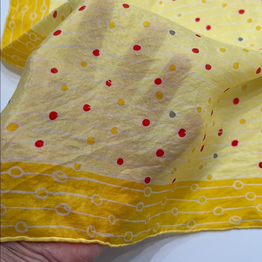Vintage VERA  Neumann Yellow Silk Scarf very early, 1940’s soft & sheer dots